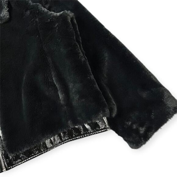 NEW Maeve SUPER SOFT Faux Fur Jacket Leather Trim SIZE XLP Petite Black NWOT - Picture 7 of 15